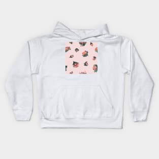 Orange and salmon roses over pink Kids Hoodie